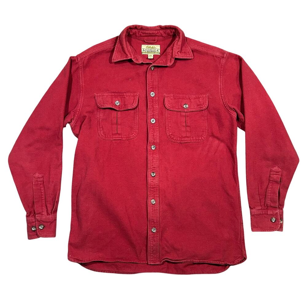 Cabela’s Deerskin Soft Chamois Shirt Men’s Medium Tall Red Heavyweight Button Up